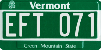 VT license plate EFT071