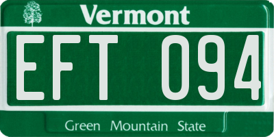 VT license plate EFT094