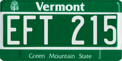 VT license plate EFT215