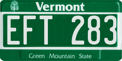 VT license plate EFT283