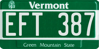 VT license plate EFT387