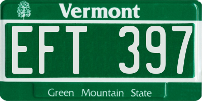 VT license plate EFT397