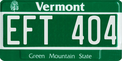 VT license plate EFT404