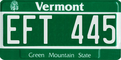 VT license plate EFT445