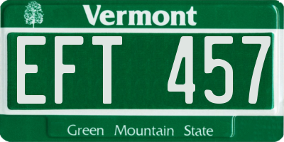 VT license plate EFT457