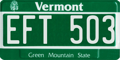 VT license plate EFT503