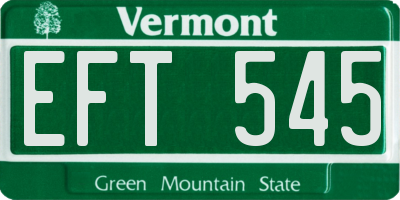 VT license plate EFT545