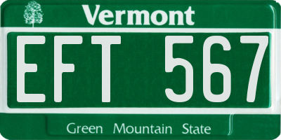 VT license plate EFT567