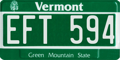 VT license plate EFT594