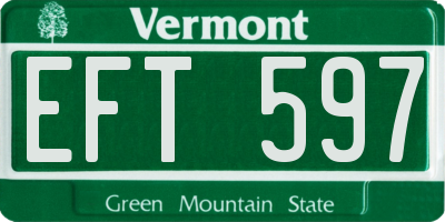 VT license plate EFT597