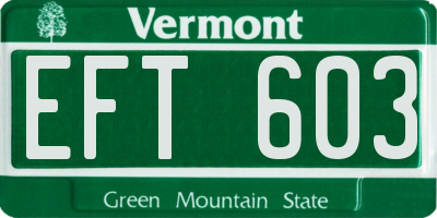 VT license plate EFT603