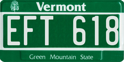 VT license plate EFT618