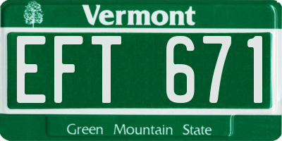 VT license plate EFT671