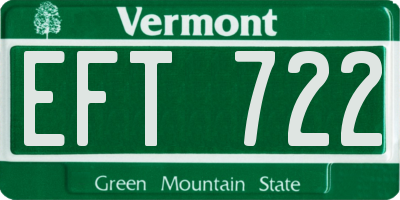 VT license plate EFT722