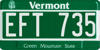 VT license plate EFT735