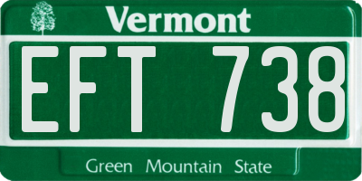 VT license plate EFT738