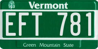 VT license plate EFT781