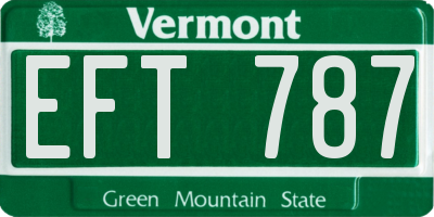 VT license plate EFT787
