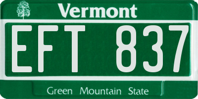 VT license plate EFT837