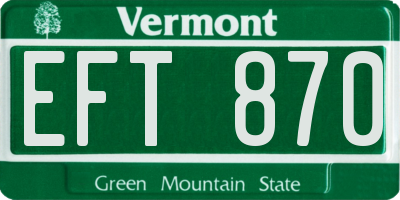 VT license plate EFT870