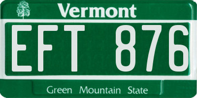 VT license plate EFT876