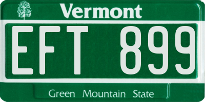 VT license plate EFT899