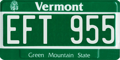 VT license plate EFT955