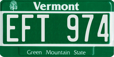 VT license plate EFT974