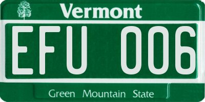 VT license plate EFU006