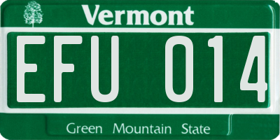 VT license plate EFU014