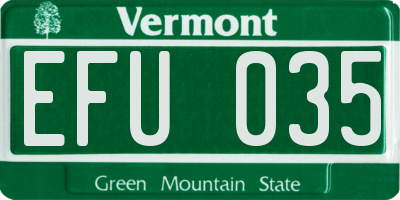 VT license plate EFU035