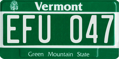 VT license plate EFU047