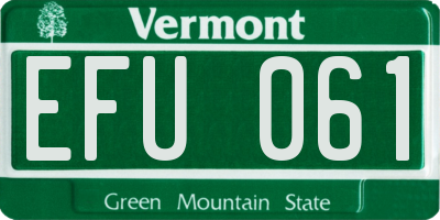 VT license plate EFU061