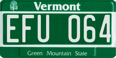 VT license plate EFU064