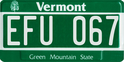 VT license plate EFU067