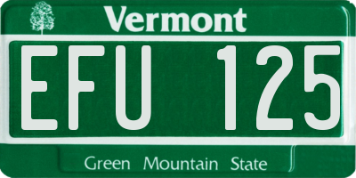 VT license plate EFU125