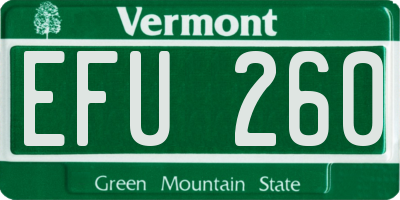VT license plate EFU260