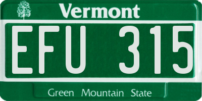 VT license plate EFU315