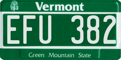 VT license plate EFU382