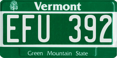 VT license plate EFU392