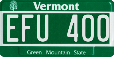 VT license plate EFU400