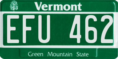 VT license plate EFU462