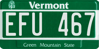 VT license plate EFU467