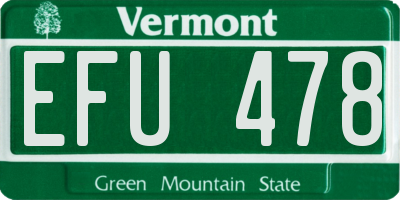 VT license plate EFU478