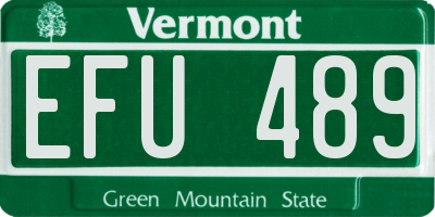 VT license plate EFU489
