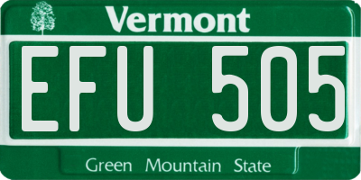 VT license plate EFU505