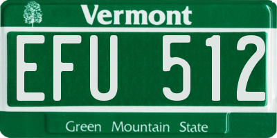 VT license plate EFU512