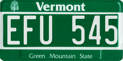 VT license plate EFU545