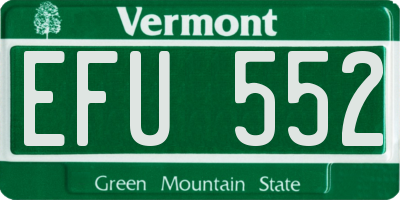 VT license plate EFU552
