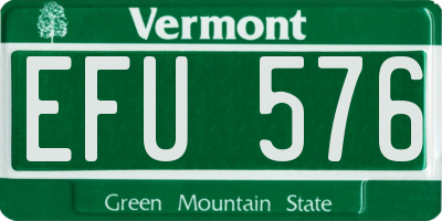 VT license plate EFU576